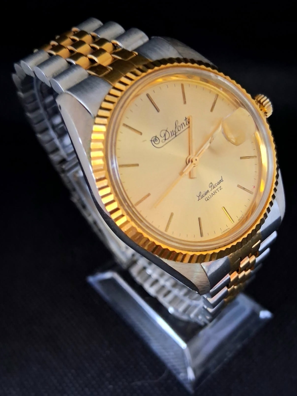 RARE Vintage Lucien Piccard Dufonte Two Tone Presidential Date Watch